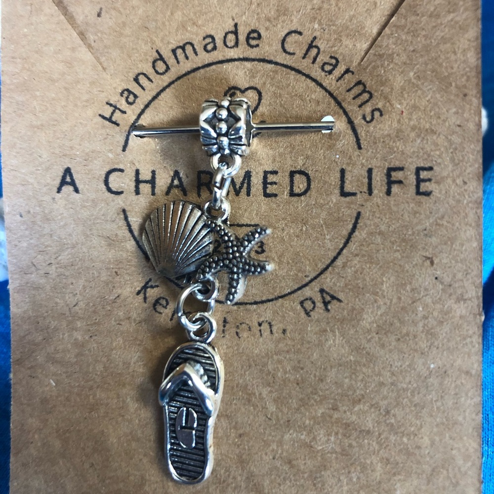 NWT, Handmade by A Charmed Life. Silver Bail with Ocean Themed Charms - Picture 2 of 7